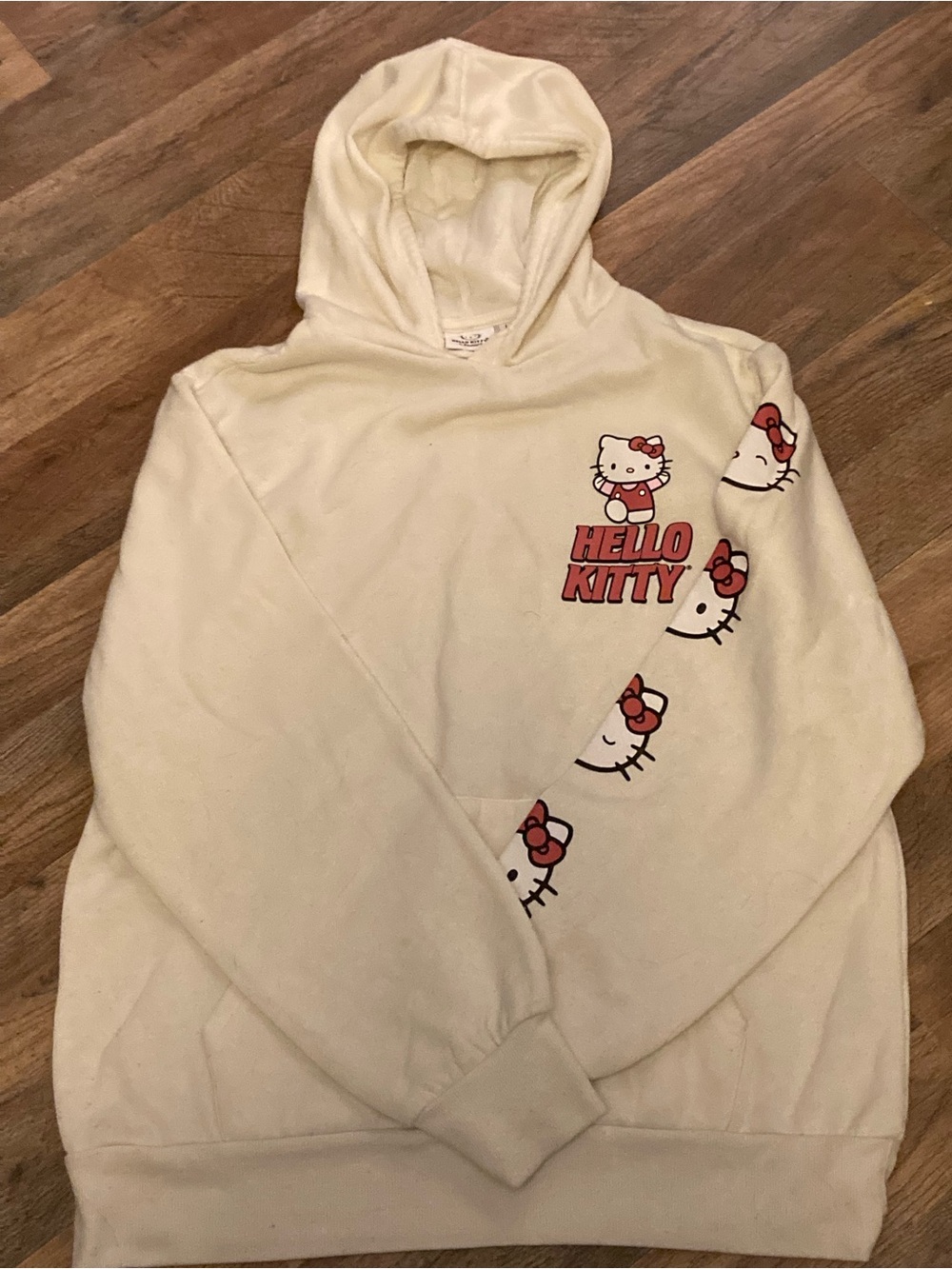 Sanrio Hello Kitty Cream Hoodie with Red Accents